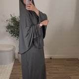 Set Abaya khimar jersey premium gris
