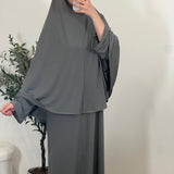 Set Abaya khimar jersey premium gris